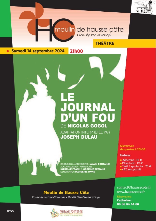 Théatre Le journal d'un fou de Nicolas Gogol